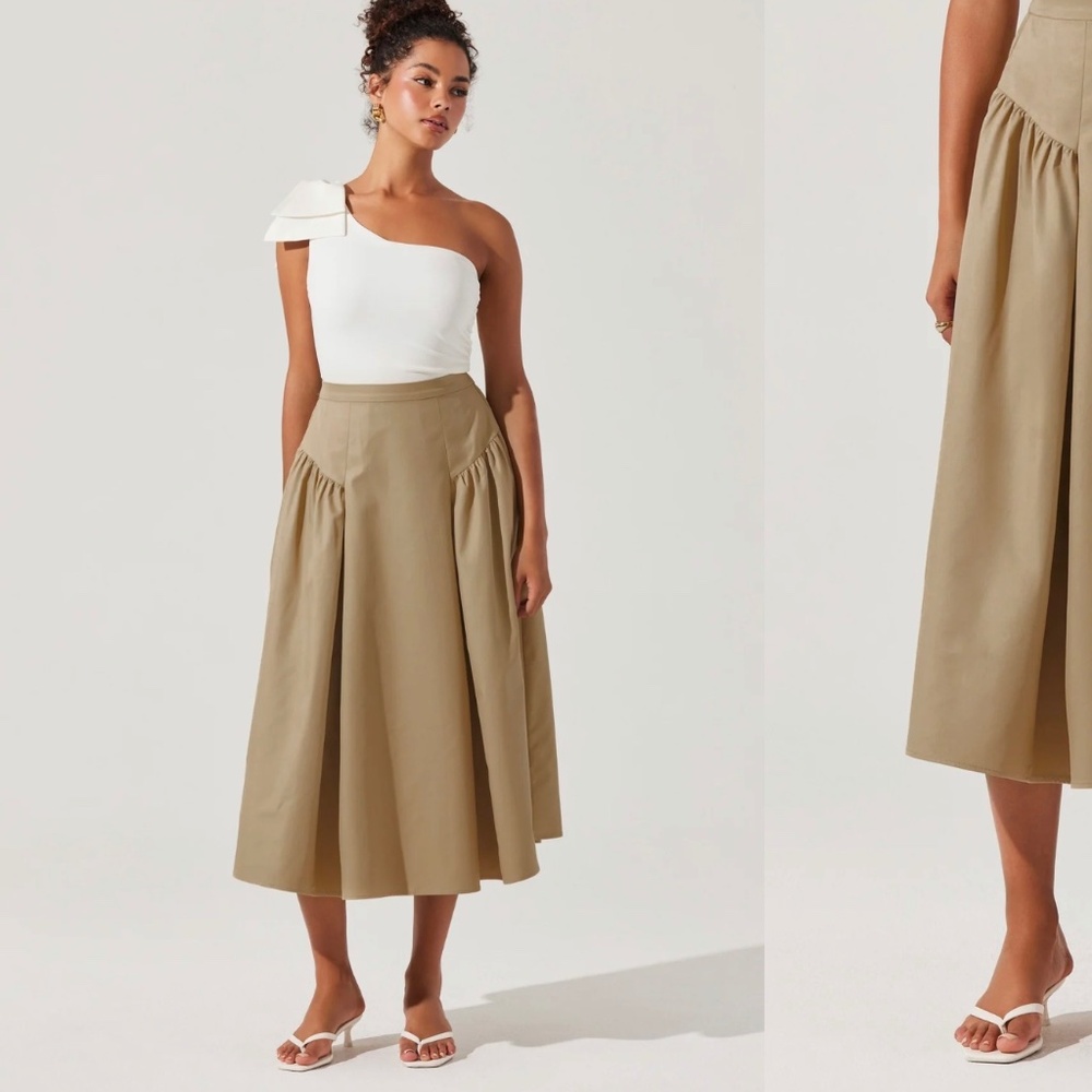 Laila Ruched Detail Midi Skirt
